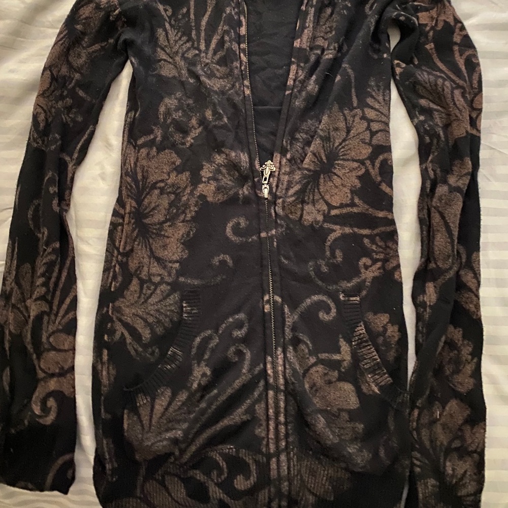 Light weight, hooded, zip up sweater